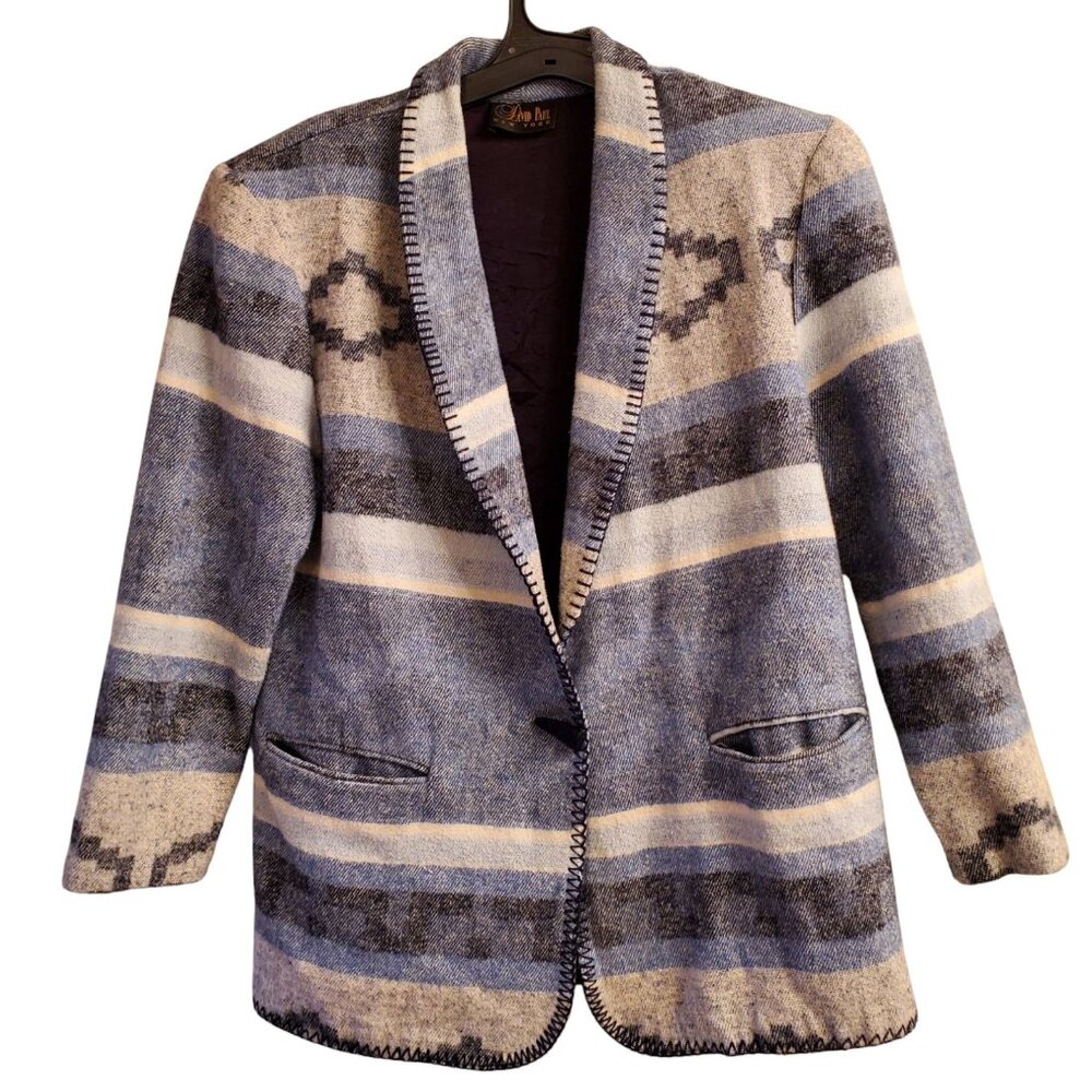 Vintage David Paul New York Women's Blazer Blue Aztec Southwestern USA Sz M